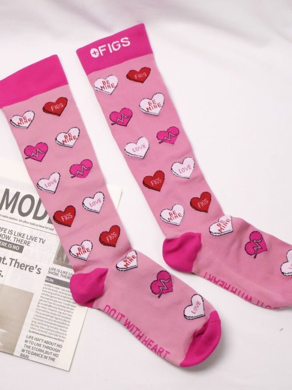 Figs Compression Socks Heart Pattern | Size S